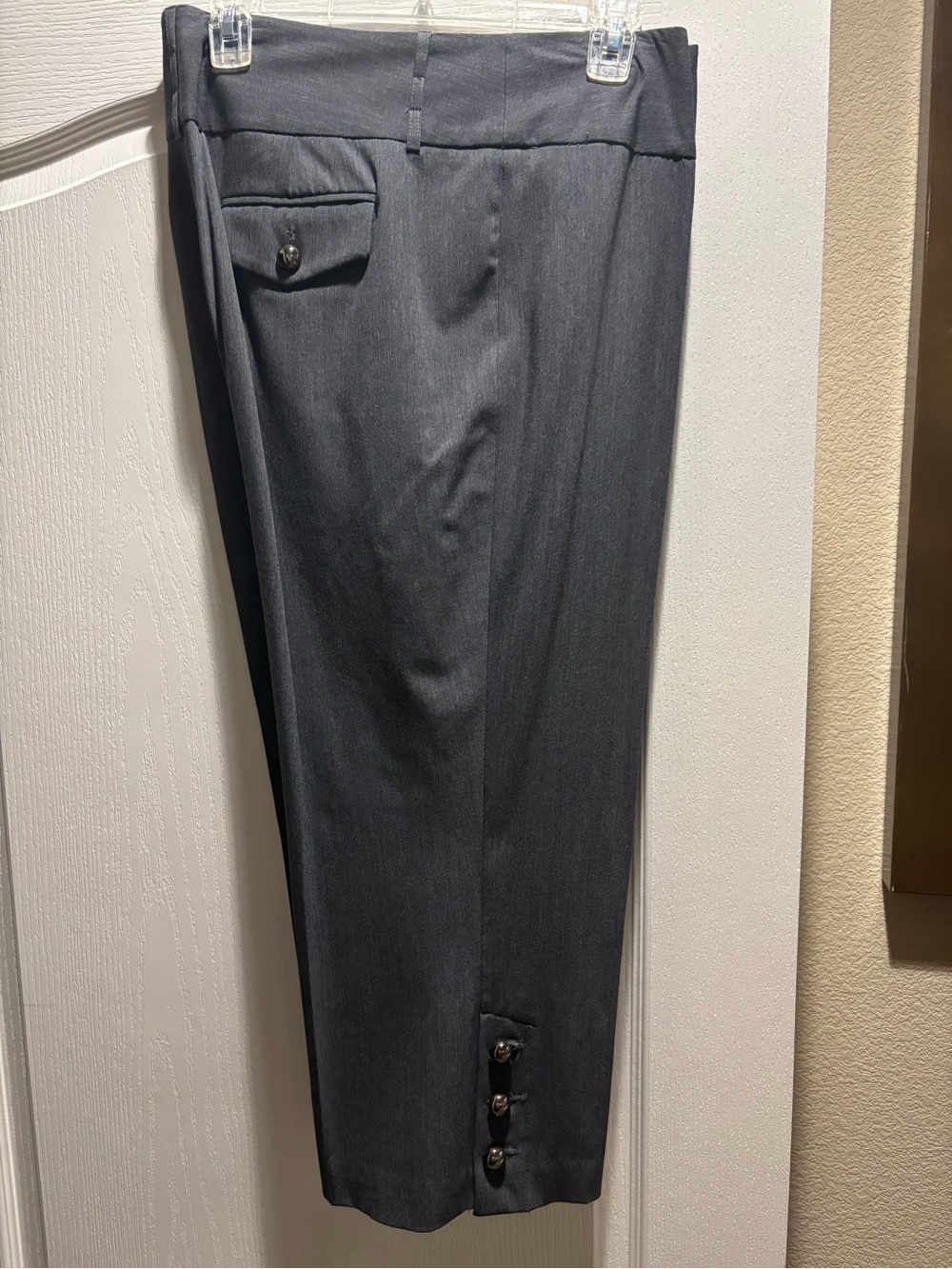 Style & Co. Women's Charcoal Gray Capris with Button Hem Detail